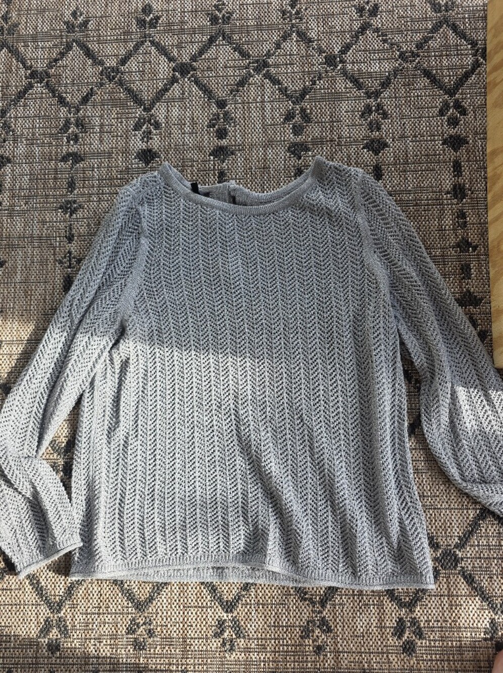 Talbots Gray Open-Knit Sweater Top
